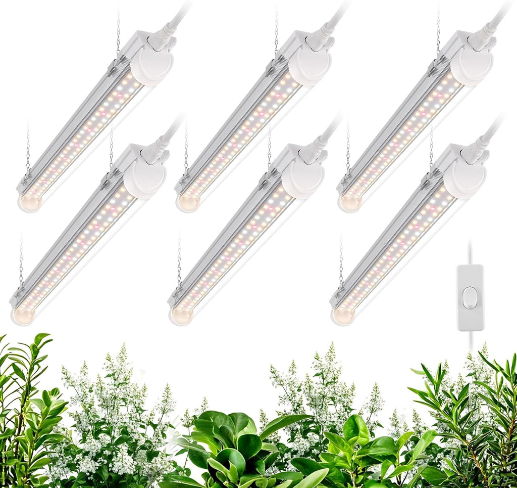 Bstrip T8 Grow Light, 1.4FT 108W (6 x 18W) Plant Lights for Indoor Growing, Full Spectrum with 660nm Red LEDs, 3467K, Ideal for Indoor Plants, Greenhouse, Linkable Design with On/Off Switch, 6-Pack