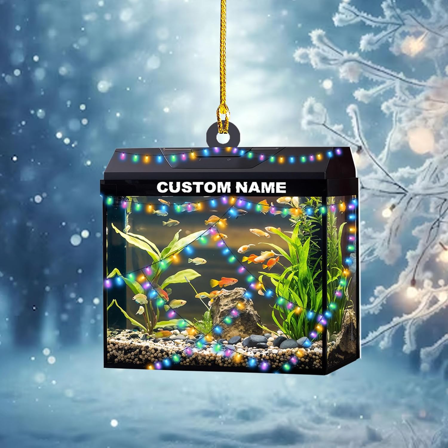 Personalized Aquarium Christmas Ornament, Fish Christmas Ornament, Gift for Fish Lover, Custom Aquarium Christmas Tree Keepsake, Kids First Gift Ideas, Pet Kids Ornament (AFT8)