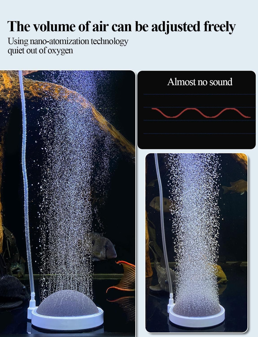 UPETTOOLS Aquarium Air Stone Fish Tank Bubbler Large Nano Air Bubble Stone Super-High Dissolved Oxygen Diffuser Makes Super Tiny Bubbles 5.2 Inch
