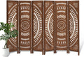 6 Panel Wood Room Divider Fully Assembled, Decorative Room Dividers and Folding Screens, 5.6Ft Room Divider Screen Freestanding Partition Wall Dividers for Home Bedroom Office, Dark Brown