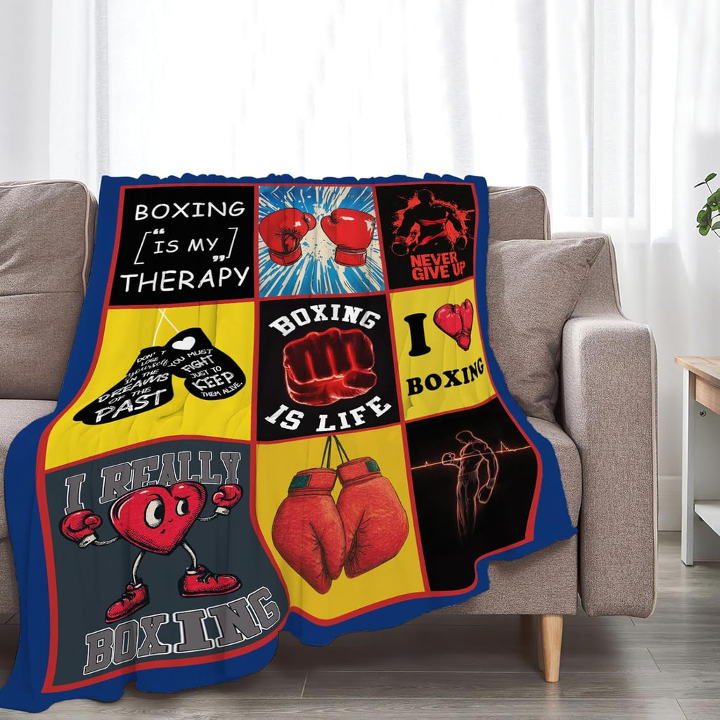 Boxing Blanket Boxing Gloves Sports Lover Throw Blankets Gifts for Girls Boys Kids Soft Cozy Fleece Plush for Couch Sofa Bed 80"x60"