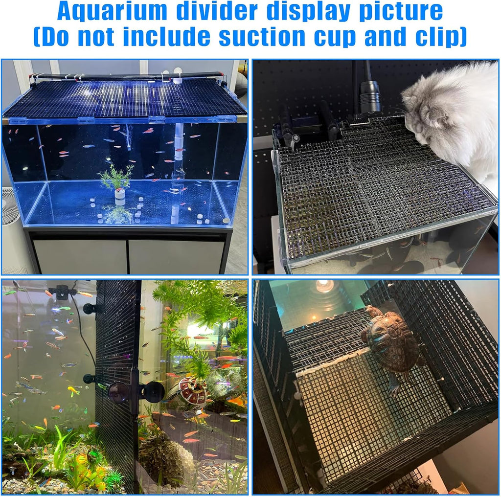 Plastic Egg Crate Grip Panel Fish Tank Divider Aquarium Divider Filter Bottom Fish Tank Isolation Board Egg Crate Tray (Black, 8pcs 11.8X5.9 Inch with 0.15 Inch Hole)