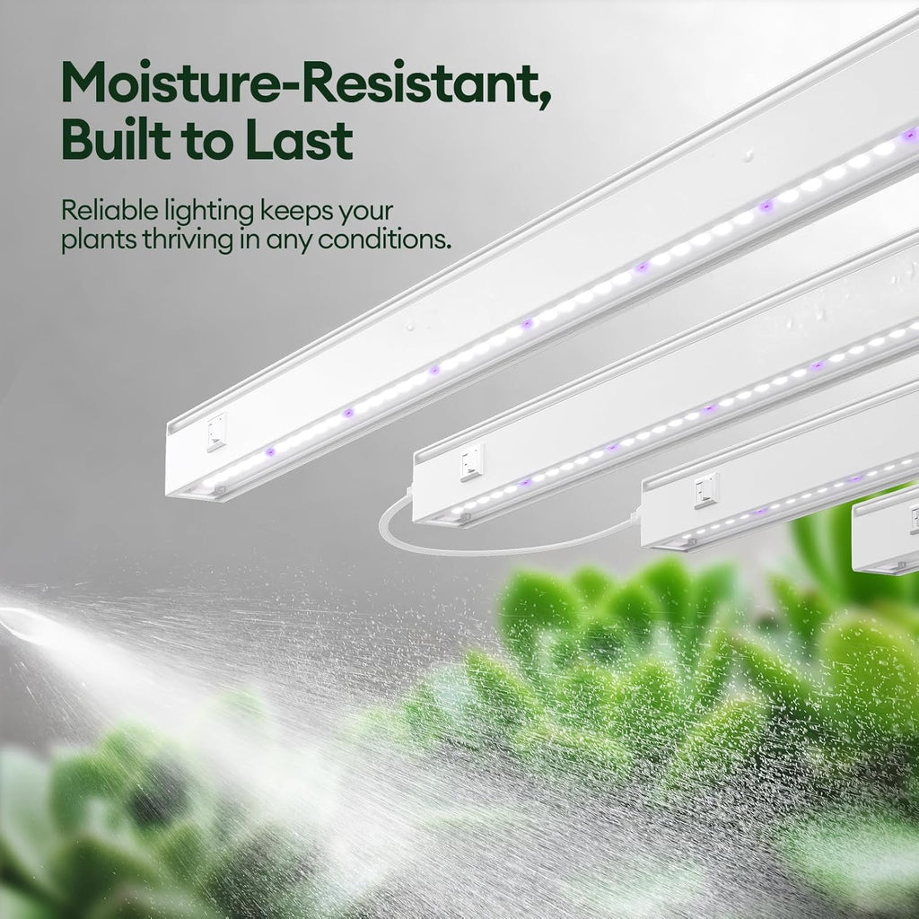 Grow Lights for Indoor Plants 1FT, Blue-Rich Full Spectrum 5000K Grow Light, 28W(4 x 7W), T5 LED Grow Light Strips for Succulents, High PPFD, Linkable, White, 4-Pack