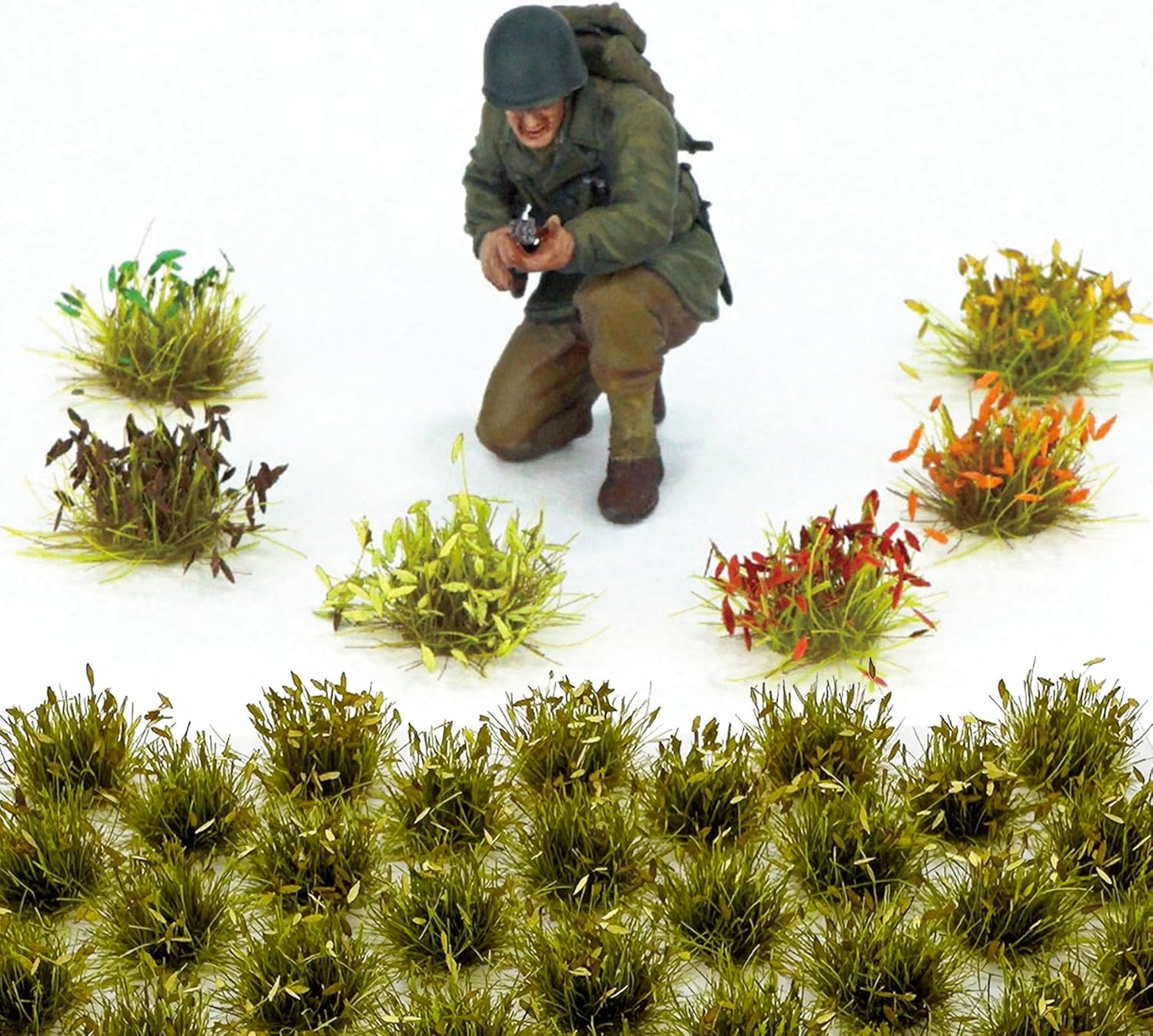 Woohome 32 PCS Miniature Grass Cluster, Yellow Static Grass Tuft Model Vegetation Groups Static Grass Tufts for DIY Model Train Landscape Railroad Scenery Grass Tufts Flower, Style 10