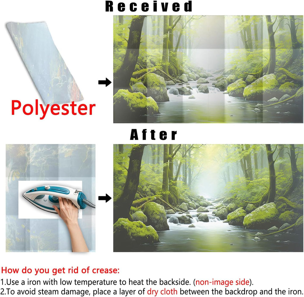24X16IN Tropical Forest Terrarium Background, Natural Green Forest Tree Reptile Habitat Background, Misty Rainforest Aquarium Background, with 8 EVA Double-Sided Tape