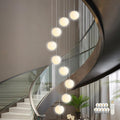 KoKo&Yukina 9-Light Globe Milky White Glass Pendant Light Adjustable Length Pendant Lights Modern Glass Globe Pendant Lights Nickel Chandeliers Large Chandeliers for High Ceiling (Bulb & Remote Incl)