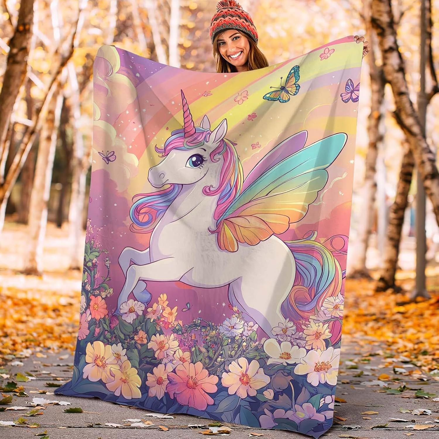 Unicorn Throw Blanket Unicorn Rainbow Stuff Gifts for Kids Girls Boys Adults Women Man Soft Cozy Warm Plush Fluffy Fuzzy Fleece Blanket Decorr 40''X50''