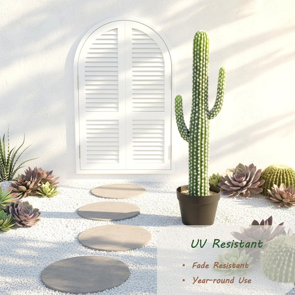 bellacat 30in UV Resistant Fake Cactus, Realistic Faux Cactus Plants Indoor with Black Pot, Artificial Cacti for Table Living Room Porch Office Indoor & Outdoor Decor, 2 Pack