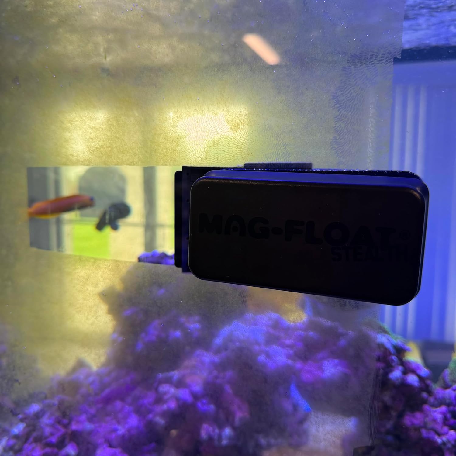Mag-Float Small Black Stealth Glass Magnet Aquarium Scraper Cleaner with Blade - Floating Magfloat Magnetic Cleaning Tool