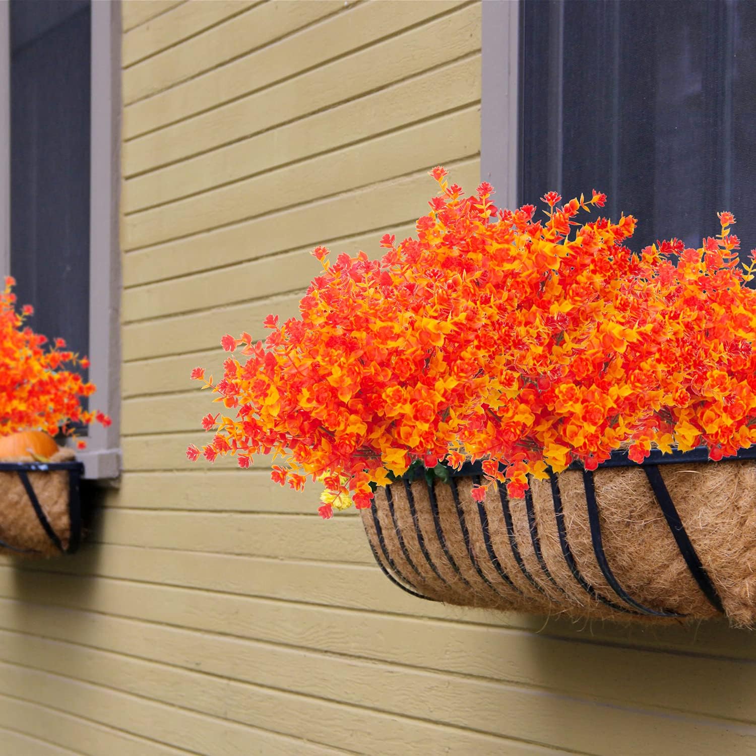 Artificial Fall Flowers, Fake Outdoor UV Resistant Autumn Plants for Home Kitchen Christmas Festival Thanksgiving Autumns Decoration(Gold Yellow)