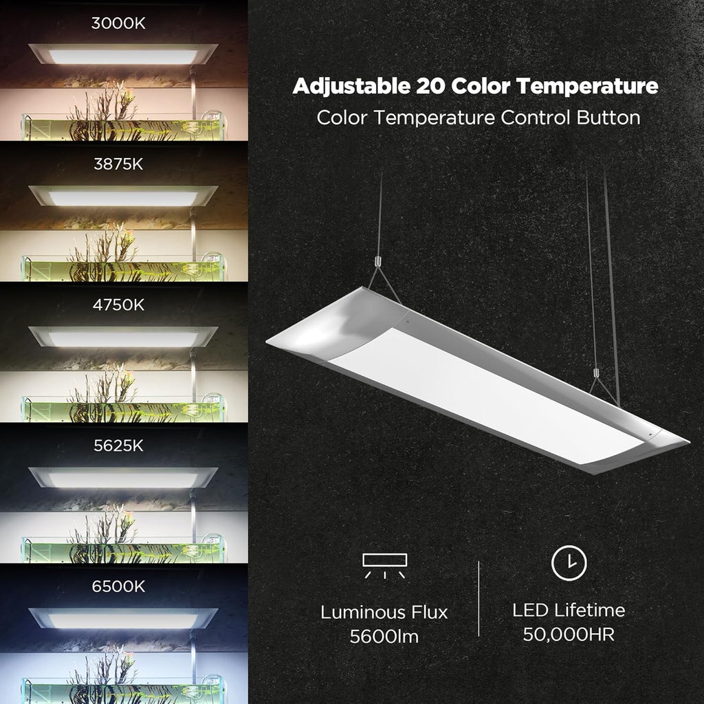 ONF Flat One+ 24 Inch 24/7 Cycle Aquarium Light, Yellow White Full Spectrum ColorFull LED Light, Fish Tank Light Brightness Dimmable & Color Temperature APP Controlled, Sunrise & Sunset, Pendant Style