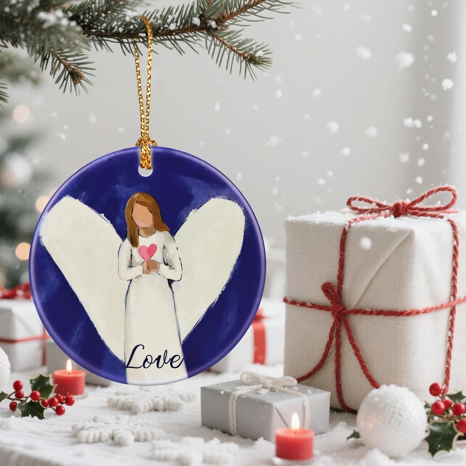 Love Angel Christmas Ornament, Christmas Tree Ornaments, Keepsake Ornaments, Holiday Decor, Angel Gift, Holiday or Xmas Gifts, Gifts for Friends and Family