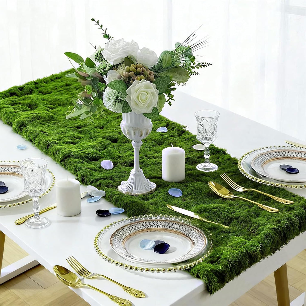 Preserved Green Moss Mat for Decoration Carpet Grass Wall, Natural Decorative for Plants Indoor with Base Fabric, Artificial Moss Mat for Wedding, Floral DIY (19.68 * 39.37 inch)