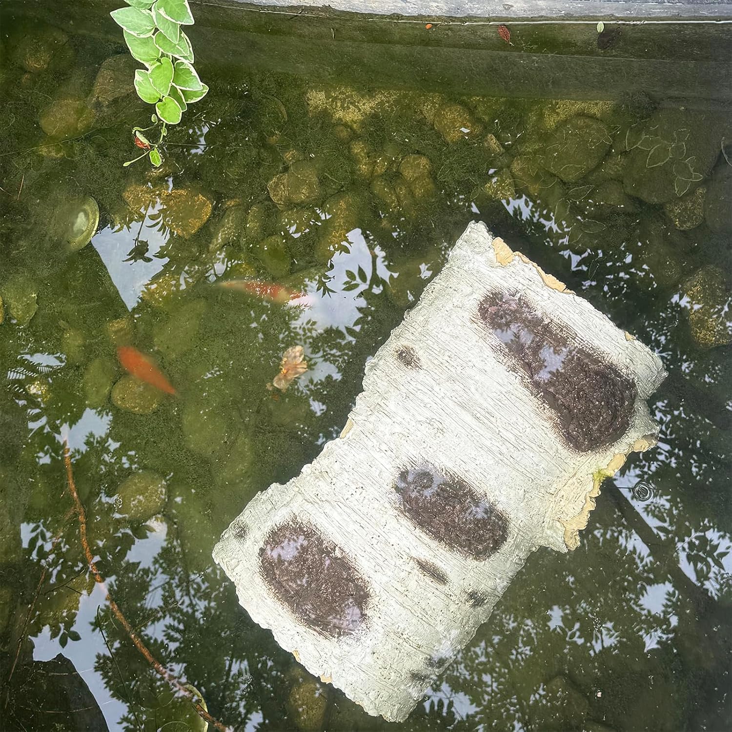 Generic Resin Hollow Tree Trunk, Fish Cave, Wooden House, Hiding Habitat Pool Decoration, White+brown