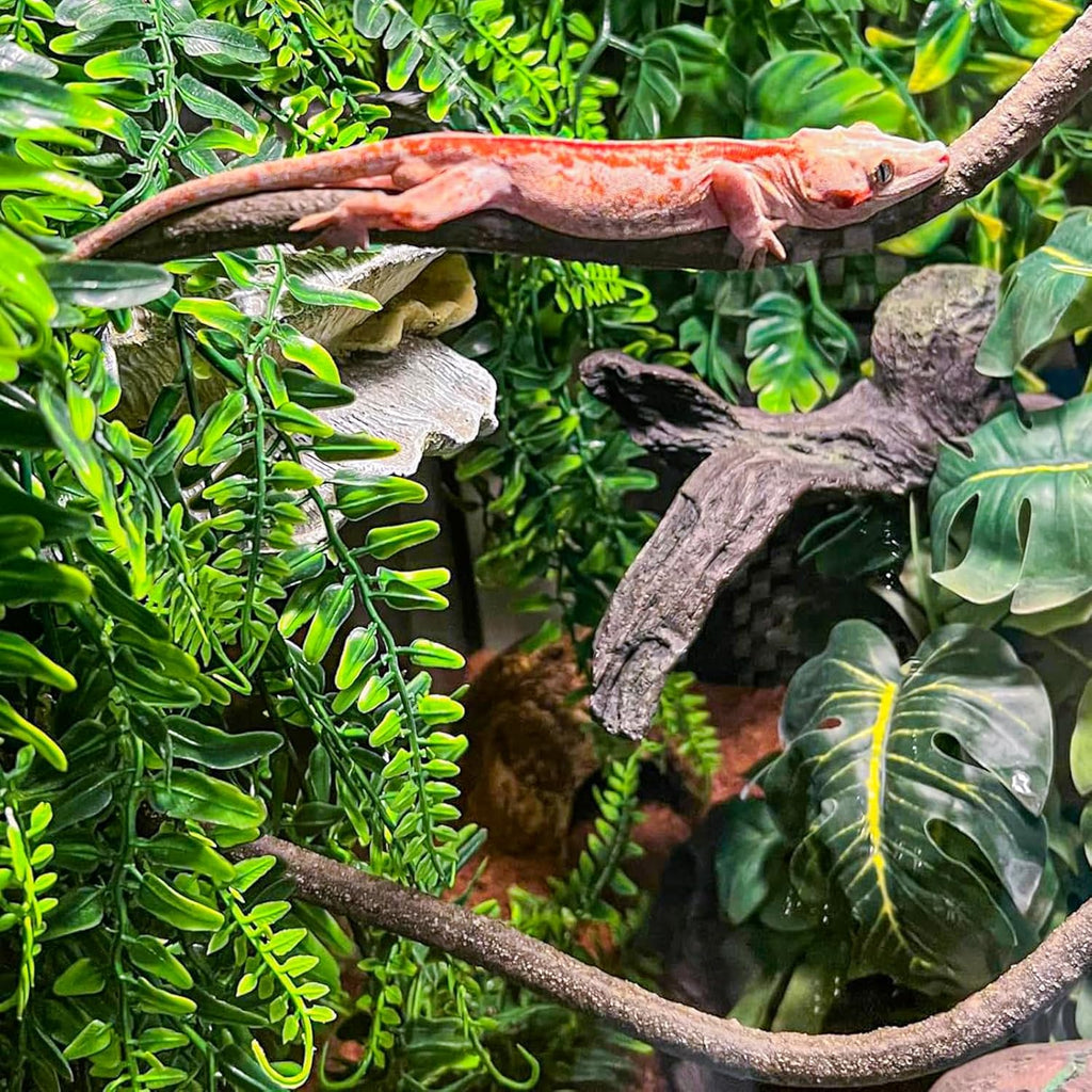 HERCOCCI 5 Pack Reptile Plants, Terrarium Hanging Plants Vines Artificial Leaves Habitat Decorations with Suction Cup for Bearded Dragon Hermit Crab Lizard Snake Geckos Chameleon