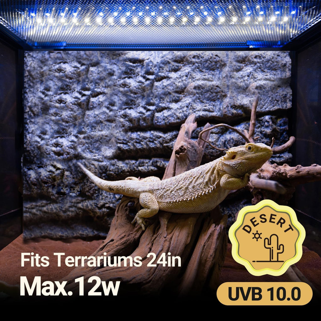 Dimming LED UVB Reptile Light, 24“ LED Reptile Light Bar with Brightness Adjustment & 3 Light Modes, UVB 10