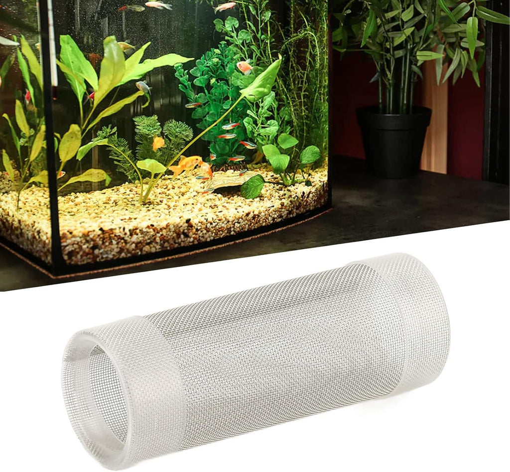Tnfeeon Stainless Steel Mesh Inflow Aquarium Filter Guard Intake Cover for Shrimp and Fish Aquarium Intake Filter Mesh Cover Fish Mesh Net Strainer Tube Filter Accessory (M)