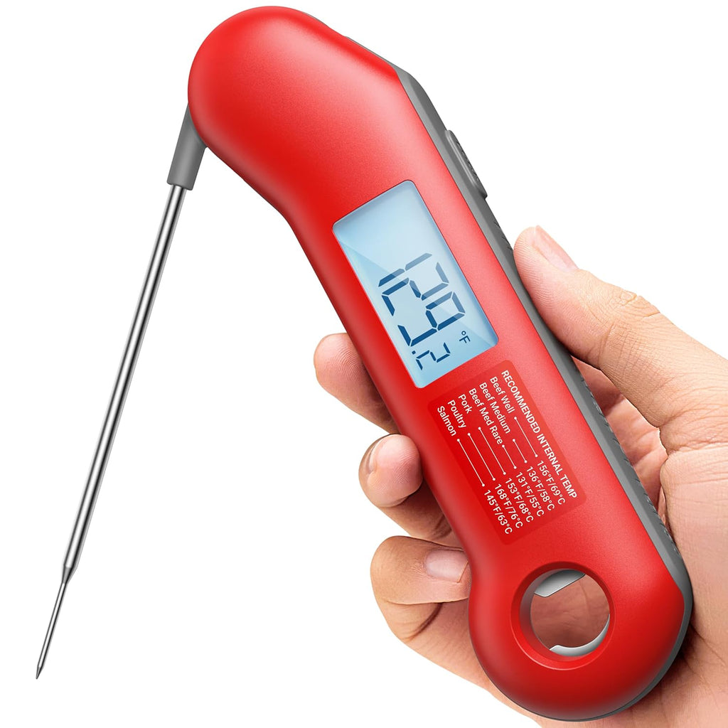 Professional Meat Thermometer Digital, Ultra-Fast 0.5 Sec Instant Read, NIST Certified ±0.5°F Accuracy, IP67 Waterproof, Auto-Rotate Backlit Display, Stocking Stuffers for Men Christmas Gifts for Men