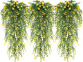 WEISPARK Artificial Hanging Flowers, 9pcs Fake Eucalyptus Vine Faux Flower Greenery Garland Plastic Plants for Indoor Outdoor Wall Garden Wedding Home Party Decor (9pcs Yellow)