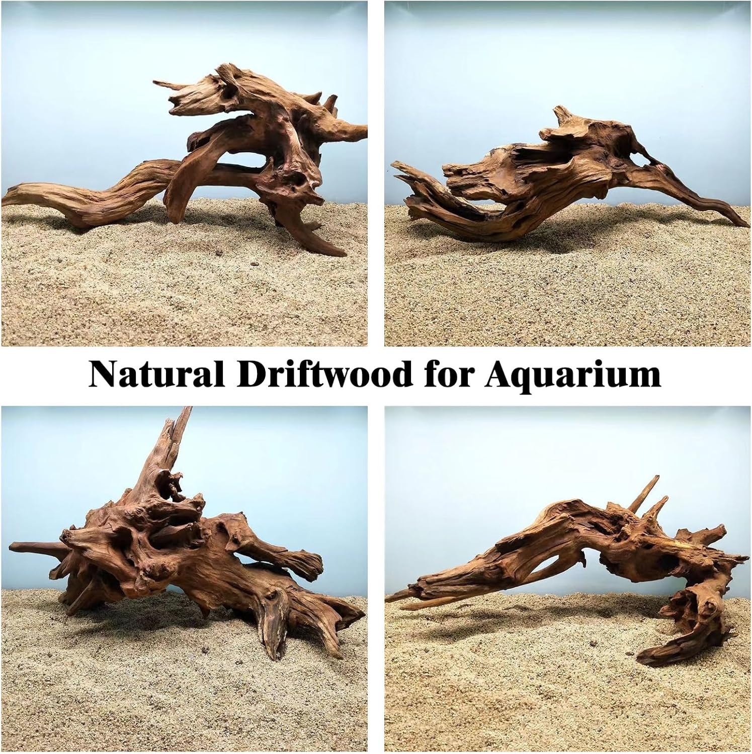 kathson Natural Driftwood for Aquarium Decor, 3-Piece 9''-15'' Large Driftwood for Decorations on Fish Tank, Reptiles Bearded Dragon Terrarium Ornament Accessories or Air Plants
