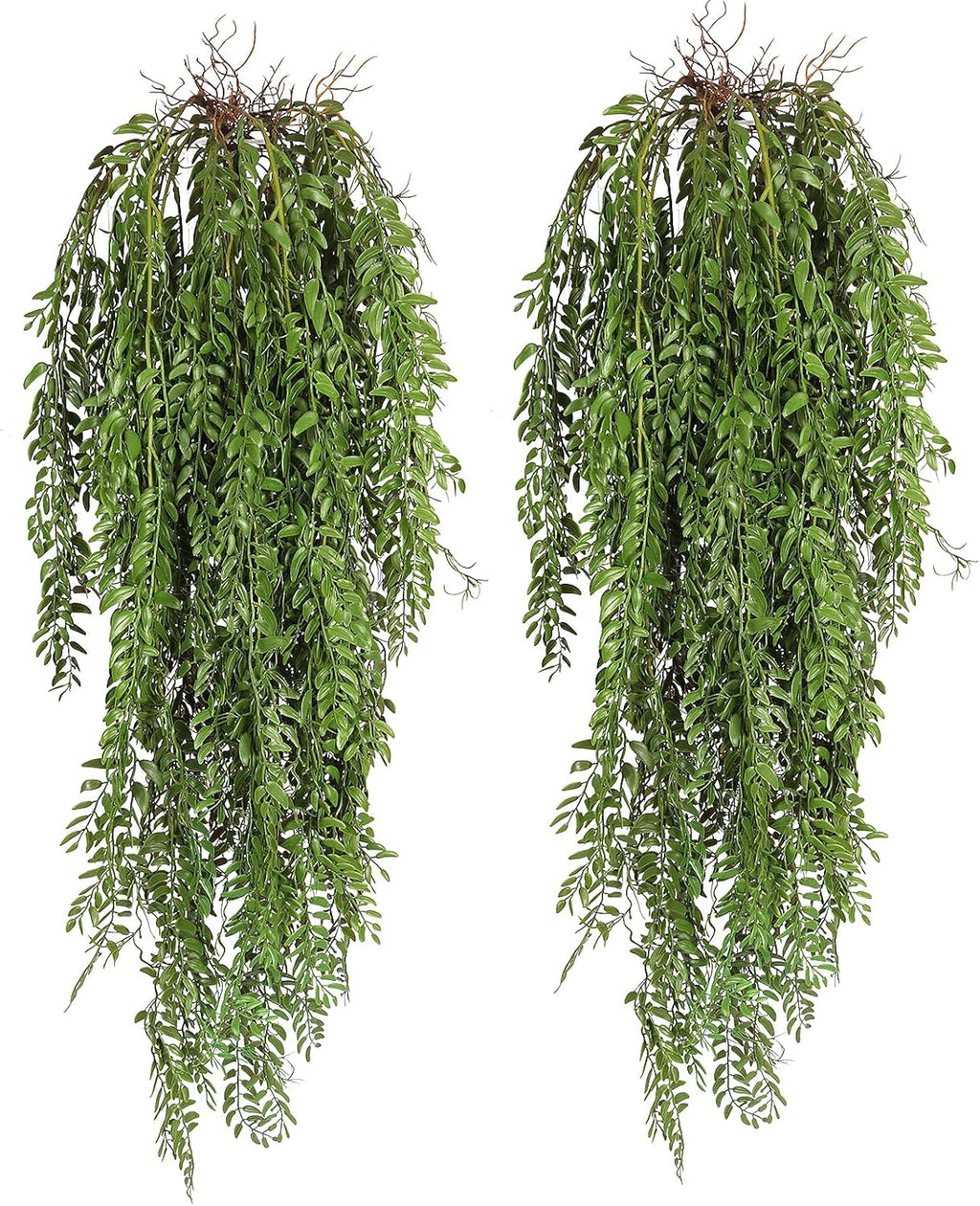 RECUTMS 2 Pcs Hanging Fake Plants Faux Ferns Ivy Willow Vine Leaves Wall Greenery Artificial Vine UV Resistant Plastic Home Garden Wedding Party Indoor Outdoor Decorations(Green)