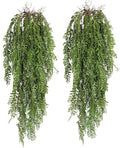 RECUTMS 2 Pcs Hanging Fake Plants Faux Ferns Ivy Willow Vine Leaves Wall Greenery Artificial Vine UV Resistant Plastic Home Garden Wedding Party Indoor Outdoor Decorations(Green)