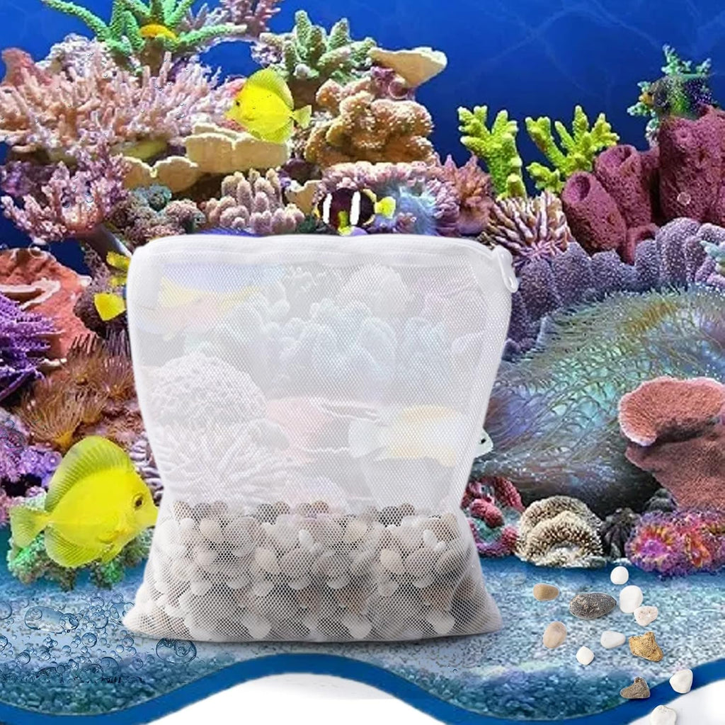 Segarty Aquarium Media Bags, 10PCS 7.7x5.9in Nylon Mesh Aquarium Filter, Media Bags with Plastic Zipper, Fish Tank Net Bags for Pellet Carbon, Bio Balls, Ceramic Rings, Ammonia Remover, White