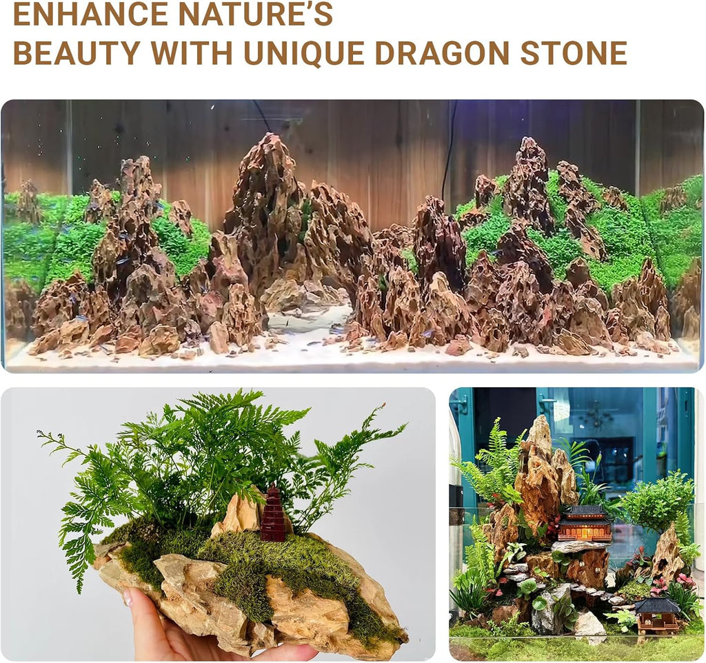 Dragon Rocks Aquarium Rock aquascaping Natural Stone Rocks Fish Tank Decor Rocks for Aquariums Landscaping Model Tank Decoration Aquarium Miniature -20lb (2-8 inch)