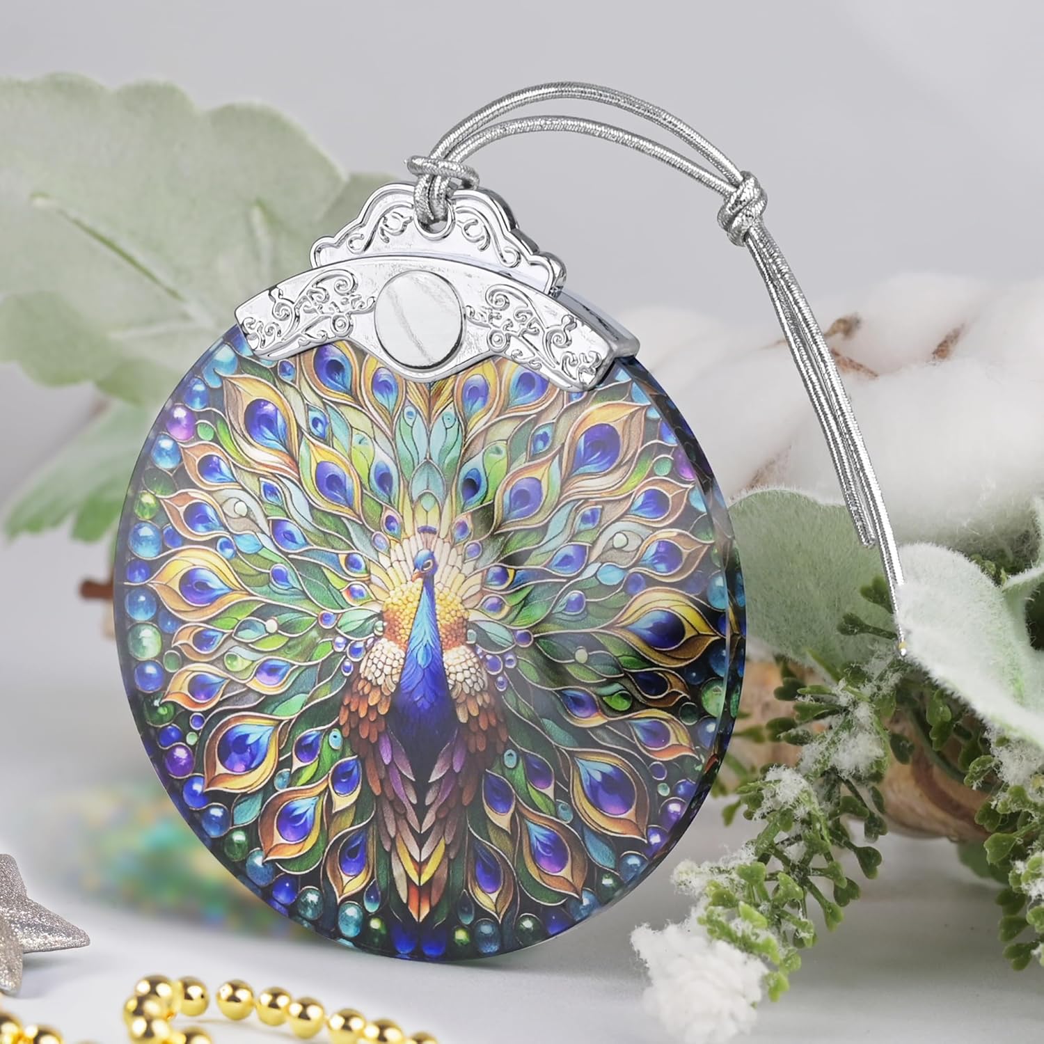 Christmas Ornament, 2025 Ornaments for Christmas Tree, Stained Glass Hanging Ornament, Holiday Ornaments, Unique Gift Idea - Peacock