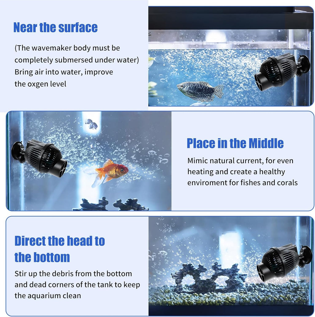 AQUANEAT Circulation Pump,1300 GPH Aquarium Wave Maker, Fish Tank Powerhead Submersible Water Pump with Suction Cup