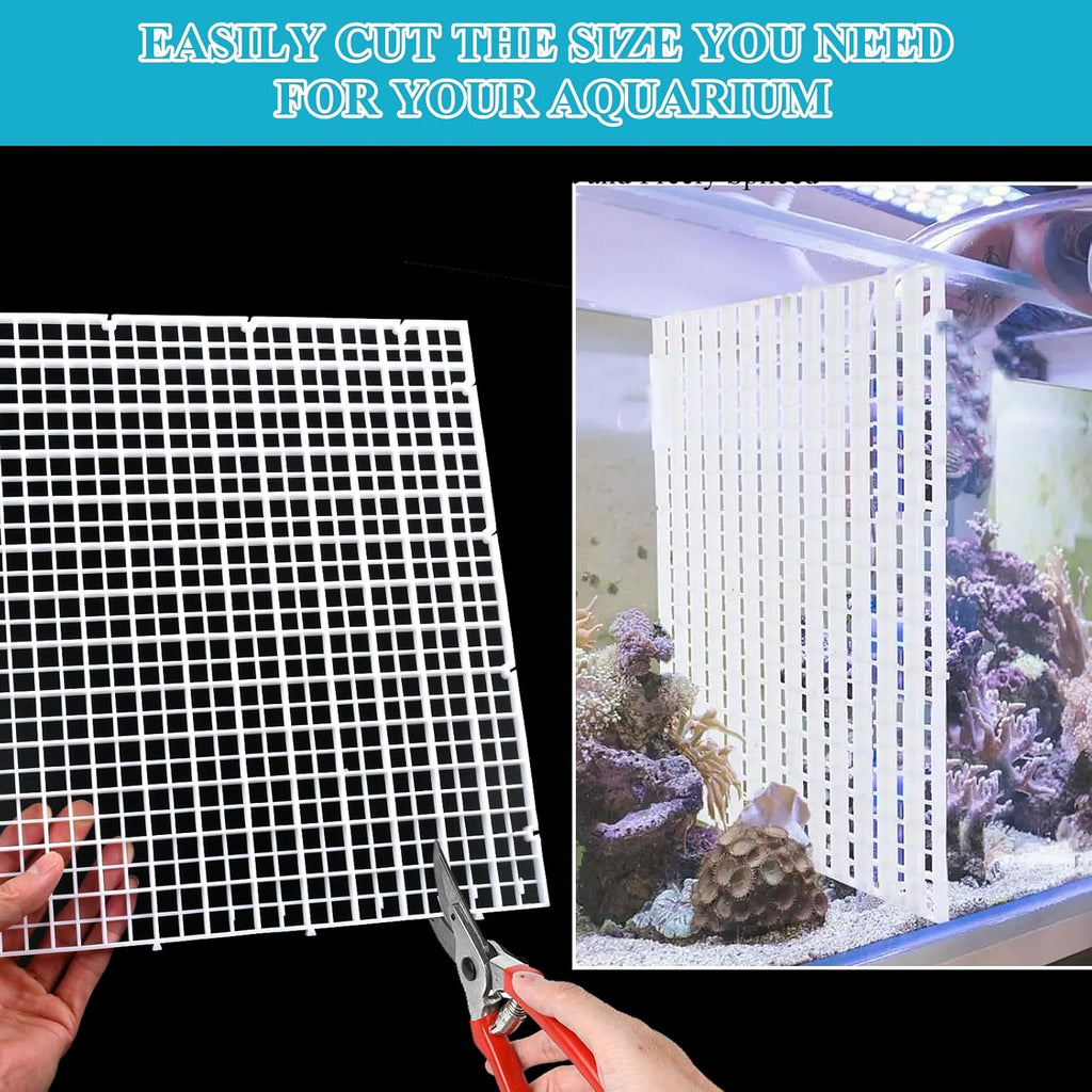 Supkiir 14pcs Aquarium Fish Tank Divider, Plastic Grate Isolation Board Partition, White Aquarium Filter Bottom Tray Egg Crate Light Diffuser Grid Panel