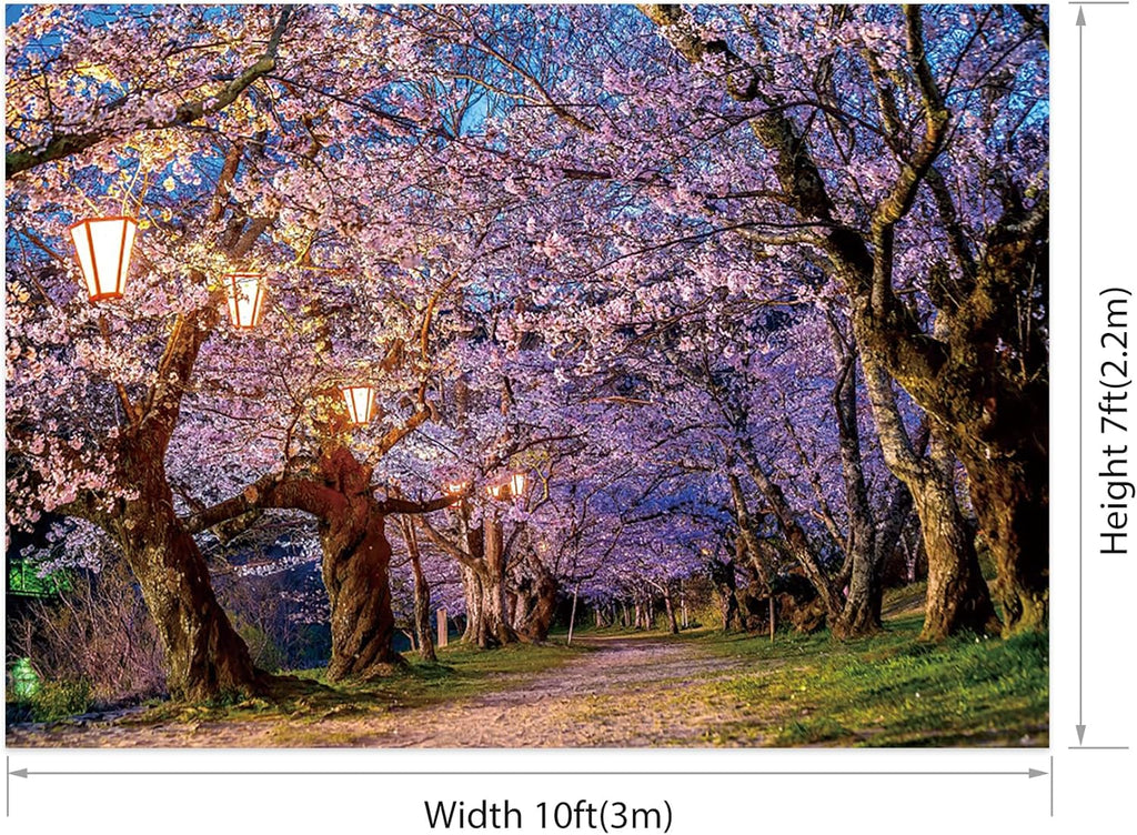 AOFOTO Pink Cherry Blossom Forest Photo Backdrop Spring Outdoor Parks Flower Photography Background Wedding Bridal Shower Reception Decor Banner Adults Kids Portrait Studio Photo Props 10x7ft