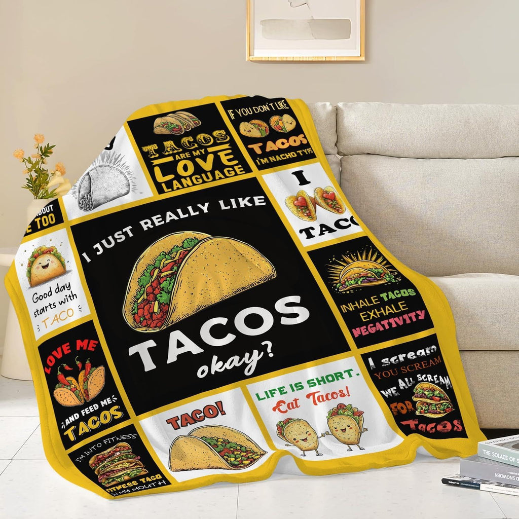 Taco Blanket Food Burrito Throw Blanket Gifts for Taco Lovers Girls Women Kids Boys Adults Men Super Soft Cozy Plush Fluffy Fuzzy Fleece Blanket Home Decor 40''X50''