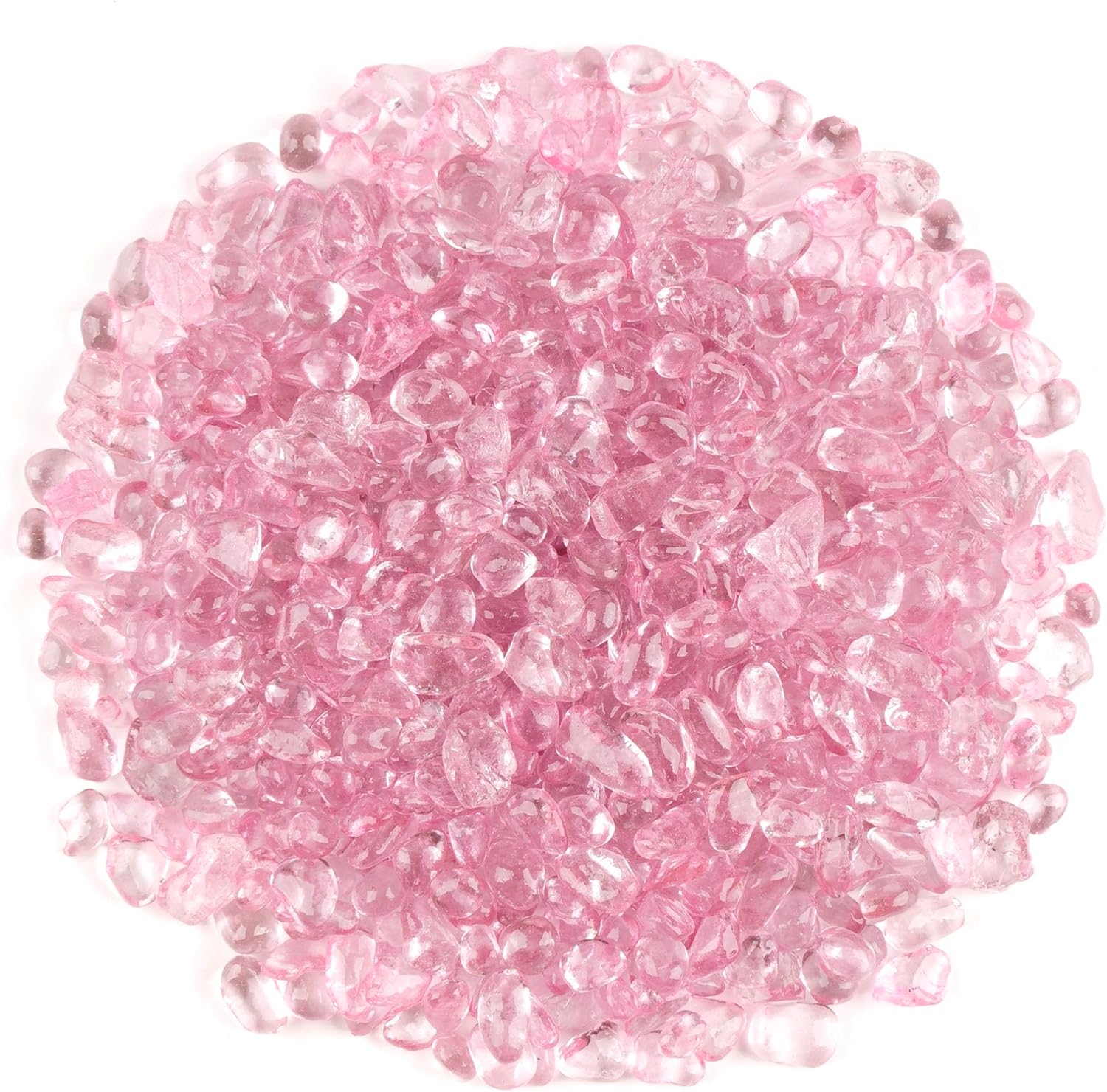 WAYBER Glass Stones, 1Lb/460g Irregular Sea Glass Dercorative Rocks Non-Toxic Artificial Crystal Pebbles for Aquarium Decoration/Vase Filler/Table Scatter/Handcraft/Jewelry Making/Gems Display, Pink