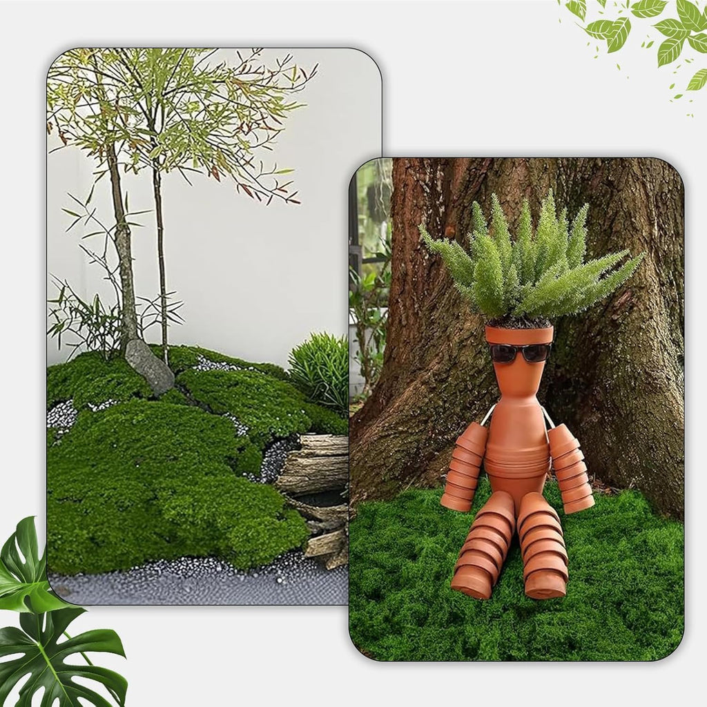 10.5oz Artificial Fake Moss for Indoor Plants, Faux Green Moss Potted Crafts Mosser DIY Garden Decor