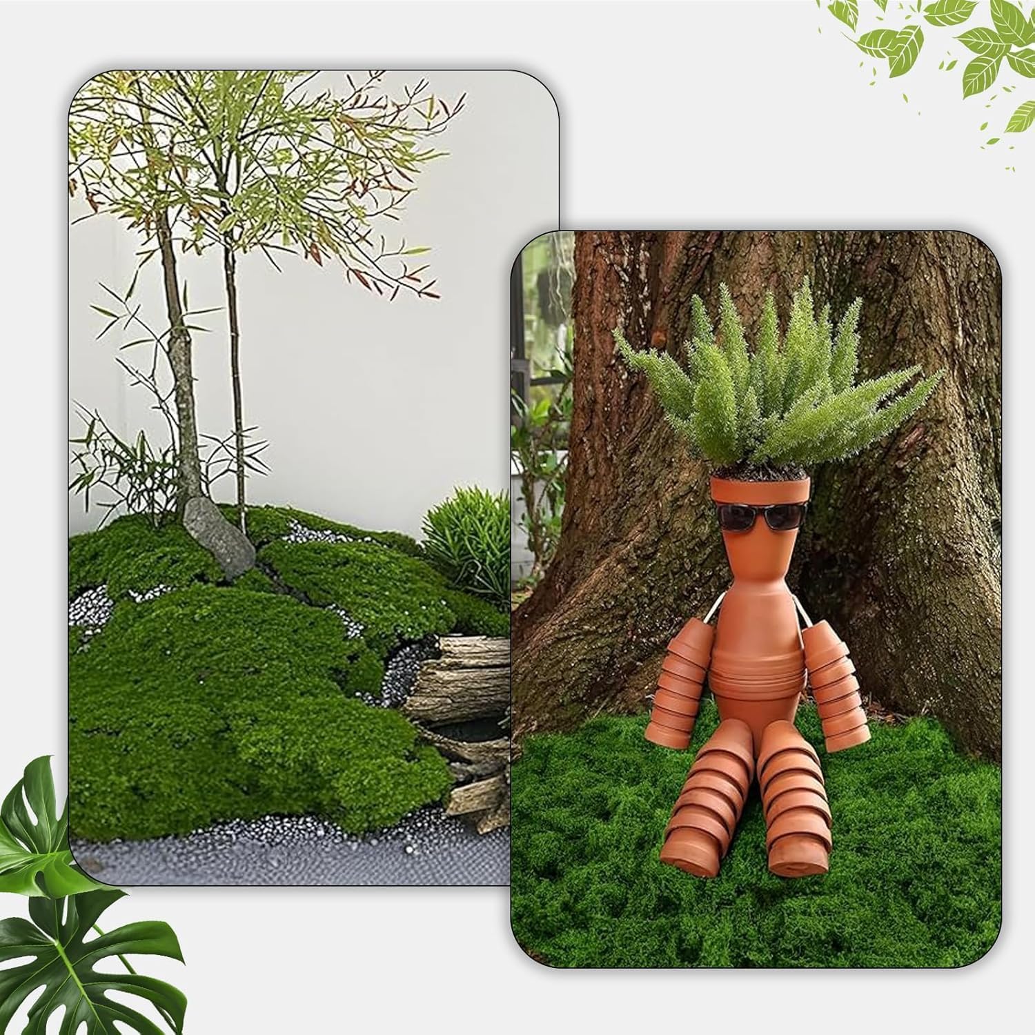 10.5oz Artificial Fake Moss for Indoor Plants, Faux Green Moss Potted Crafts Mosser DIY Garden Decor