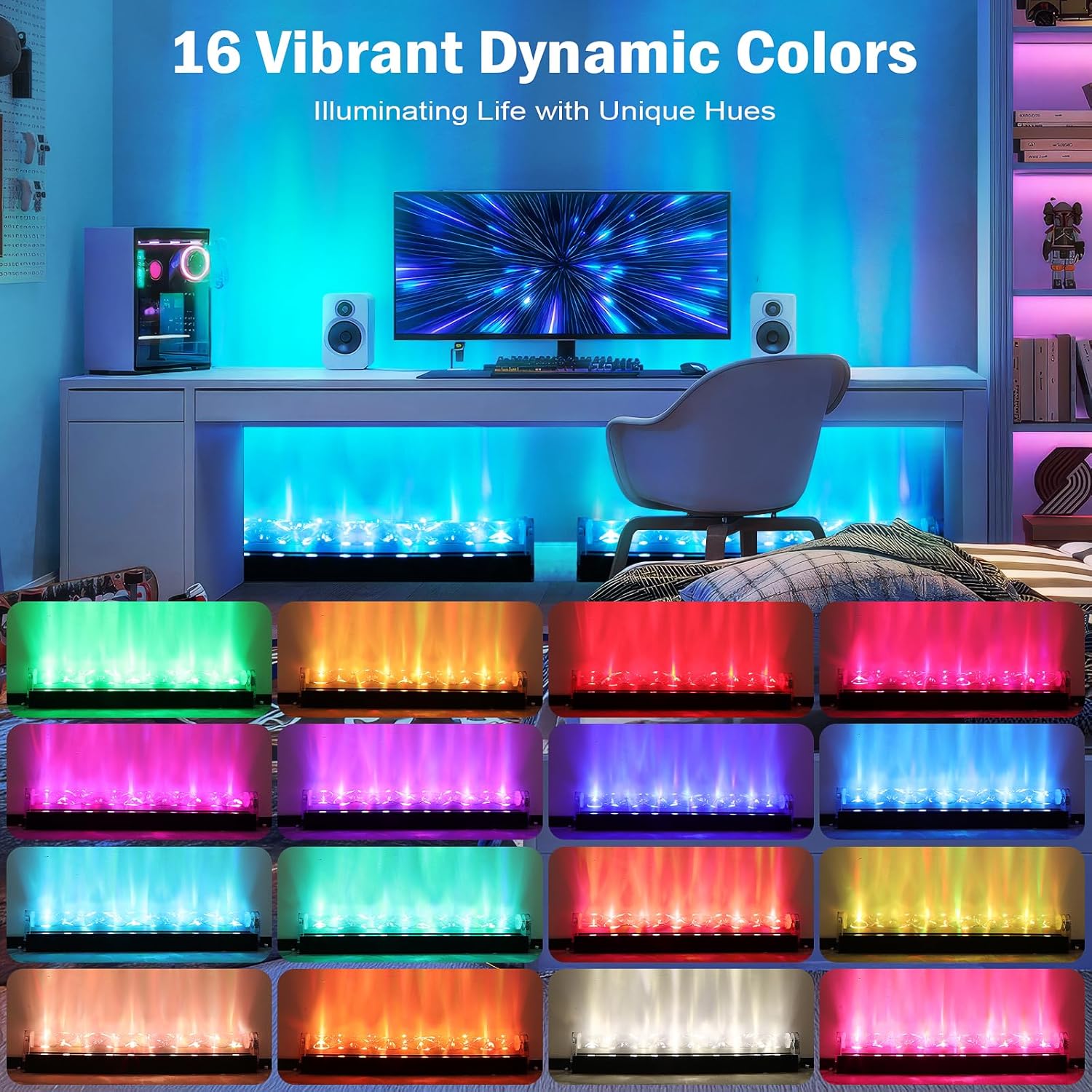 RGBW LED Ocean Wave Lights, Water Wave Projection Wall Light, Cool Ambient Lighting for Bedroom Gaming Room Decor, Romatic Color Changing Show Projector Lamp for Home Men's Lounges Bars