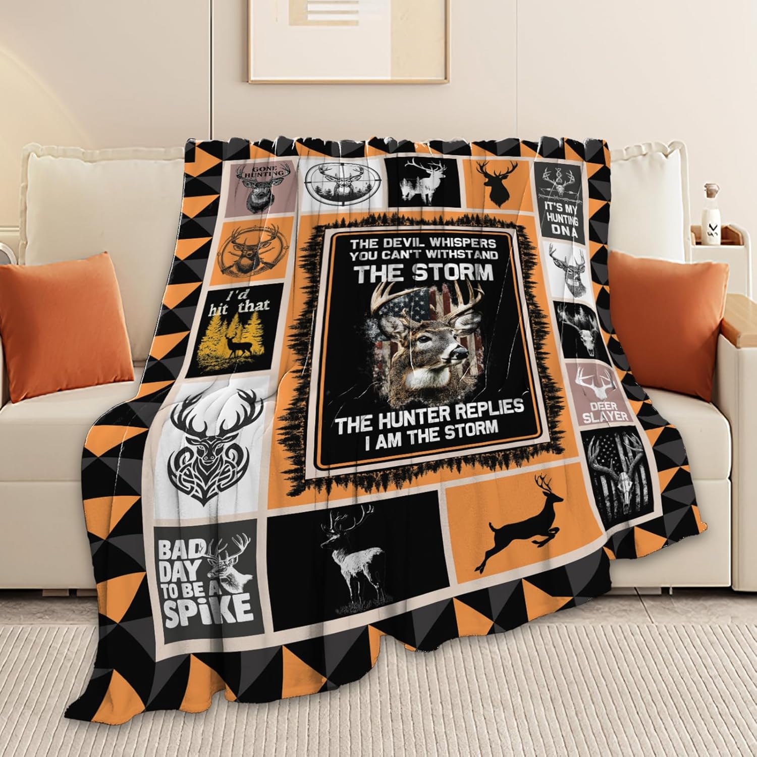 Deer Throw Blanket Hunting Deer Elk Stuff Gifts for Kids Girls Boys Adults Women Men Soft Cozy Warm Plush Fluffy Fuzzy Fleece Blanket Decor 40''X50''