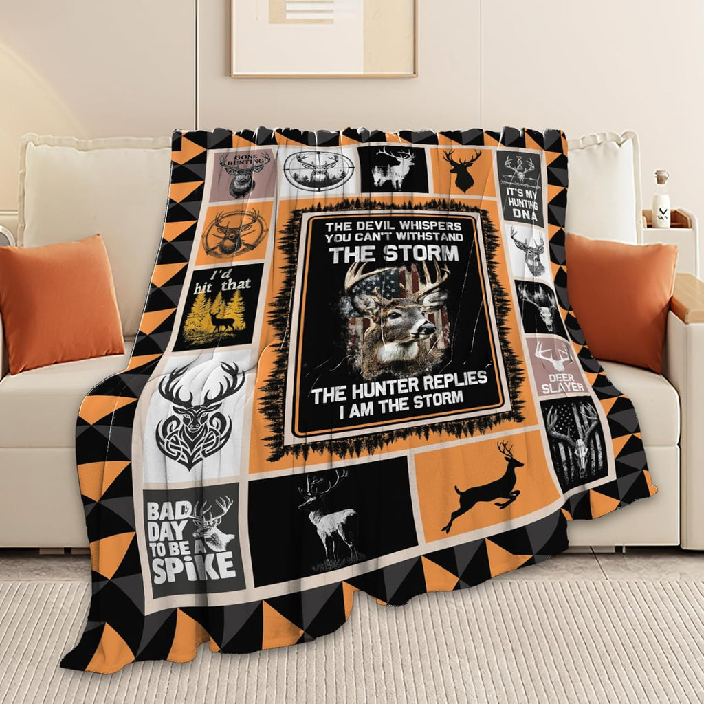 Deer Throw Blanket Hunting Deer Elk Stuff Gifts for Kids Girls Boys Adults Women Men Soft Cozy Warm Plush Fluffy Fuzzy Fleece Blanket Decor 50''X60''