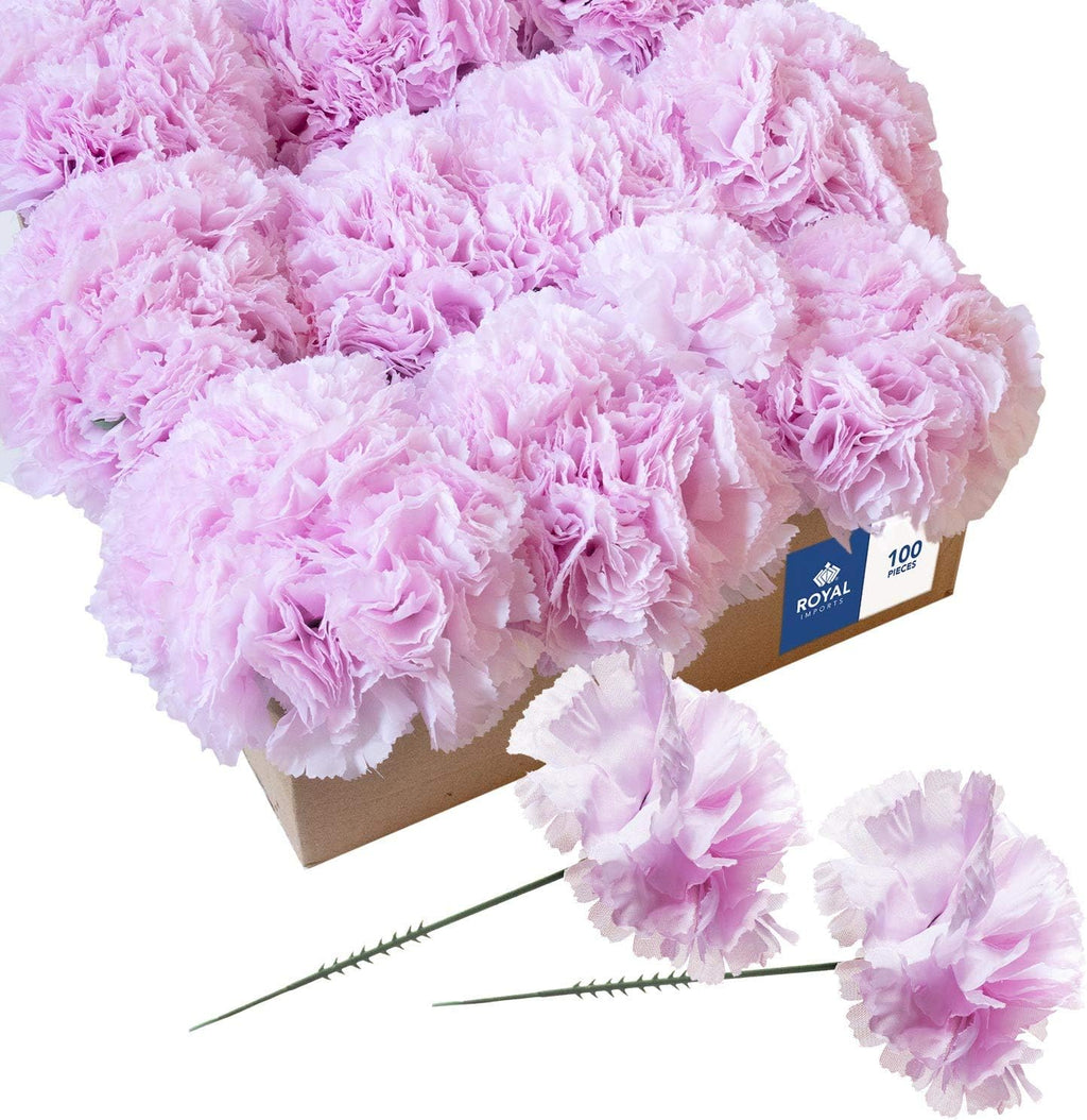 Royal Imports Artificial Carnations, Silk Faux Flowers, for Funeral Arrangements, Wedding Bouquets, Cemetery Wreaths, DIY Crafts - 100 Single 5" Stems - Lite Pink