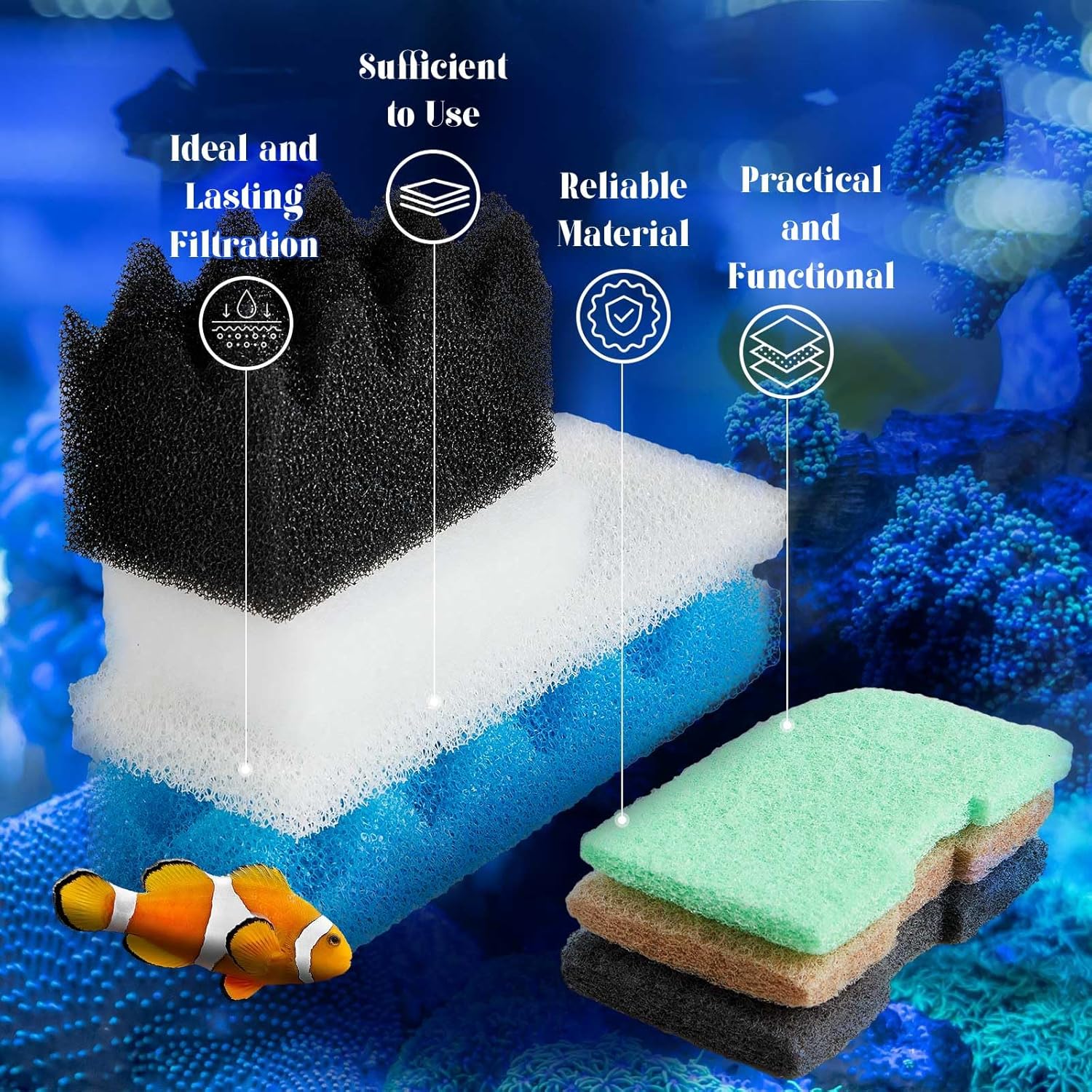 68 Pcs Filter Media Compatible with Fluval 306/307, Replacement Canister Filter Media Kit Mesh Bags, Quick Clear, Foam, Nitrite/Phosphate/Ammonia Remover, Towel, Grease 12-Month Maintenance