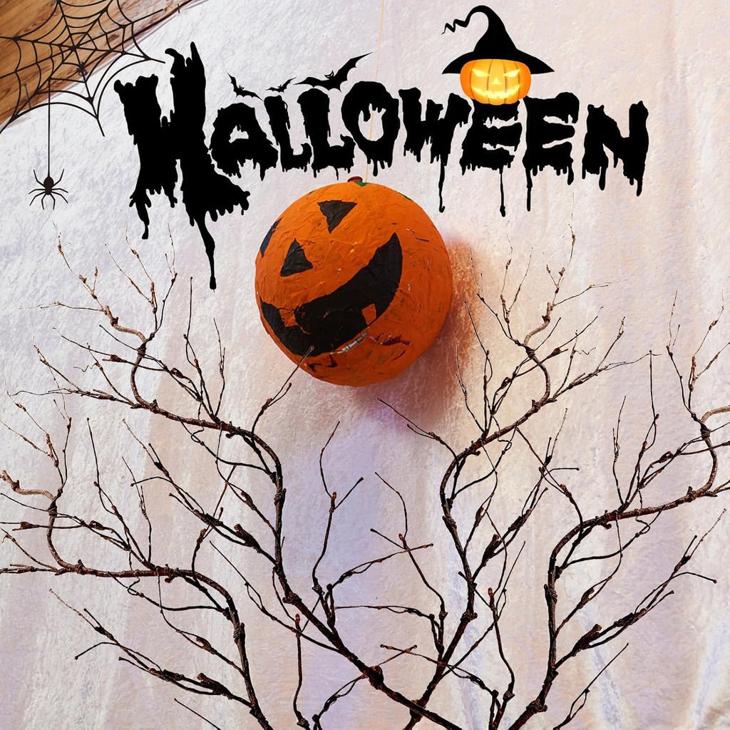 4Pcs Bendable Realistic Artificial Tree Branches Faux Cherry Blossom Wood Craft Twigs Garland Grape Cane Vines Plants Stick Wall Hanging Climbing Tree for Minimalist Halloween Arch Decoration