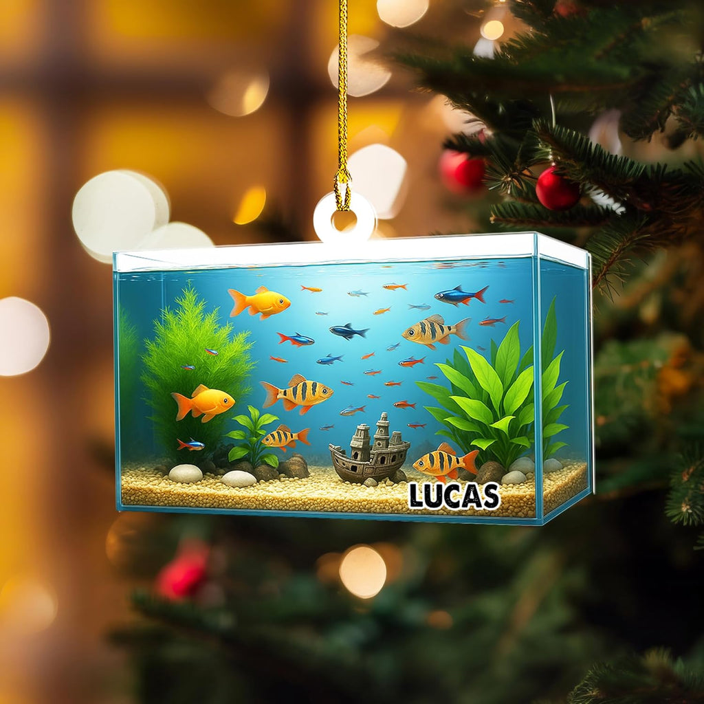 Personalized Aquarium Fish Tank Christmas Ornament 2025, Custom Name Clownfish Holiday Tree Decoration, Unique Keepsake Gift for Fish Lovers, Pet Owners, Kids, Aquarists (ON5)