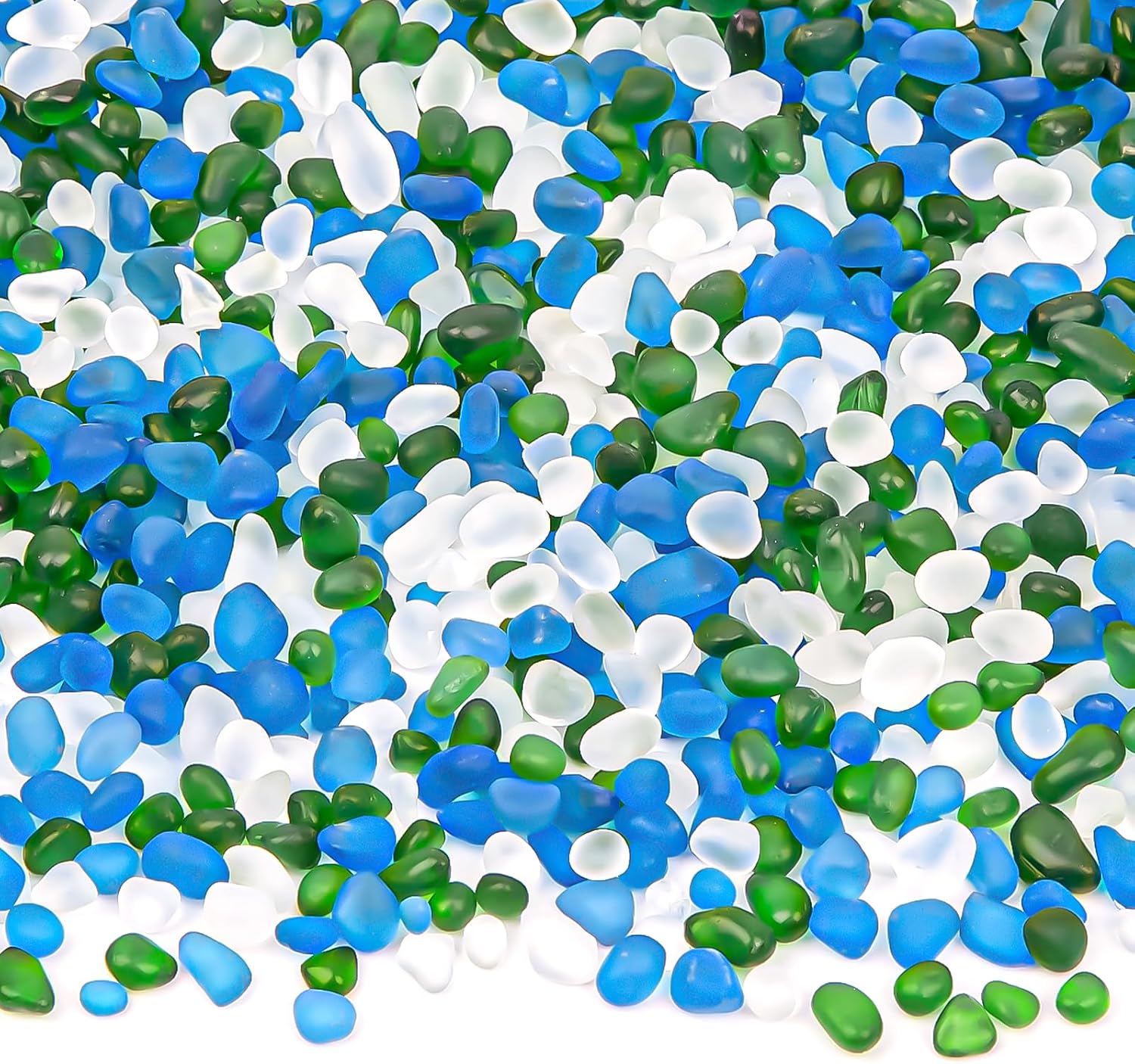 QEQEKAKA Sea Glass Stones for Crafts About 1LB (405g/14.28oz) Glass Pebbles Gemstones Bulk for Beaching Wedding DIY Decoration Aquarium Turtle Tank Vase Filler