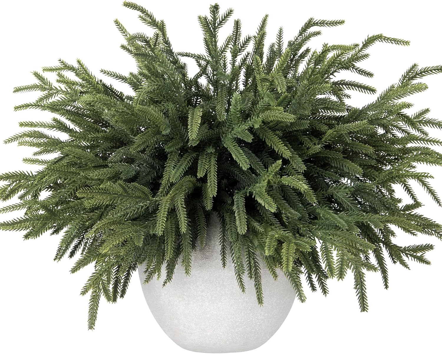 Ouddy Decor 16 Pcs Real Touch Christmas Norfolk Pine Stems, 18" Artificial Norfolk Pine Branches Faux Greenery Stems Fake Cedar Plants for Vase DIY Christmas Garland Wreath Indoor Outdoor Home Decor