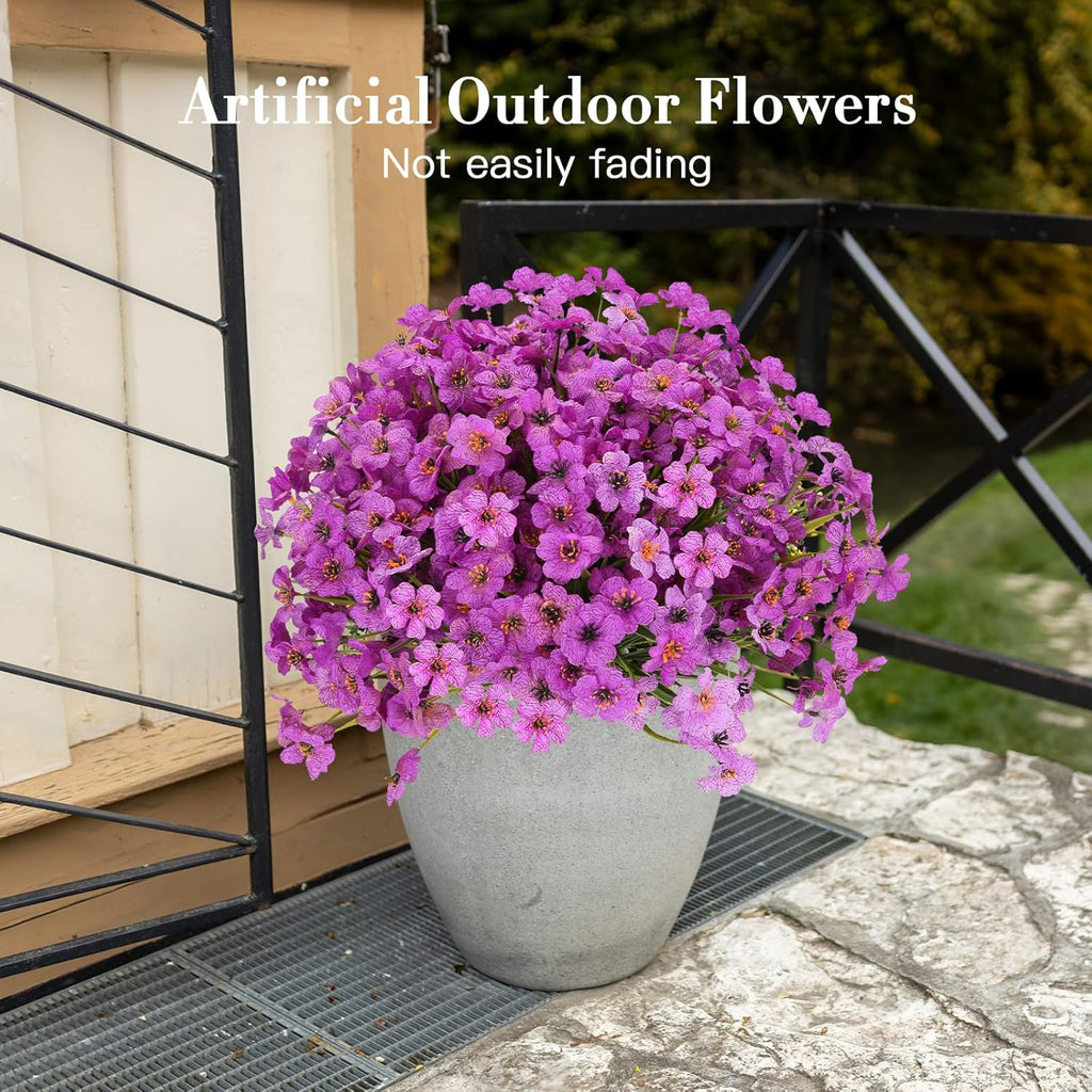20 Bundles Artificial Flowers for Outdoors Decorations, Fake Flowers Faux Plants Silk Colorful Daisy Eucalyptus Flowers Realistic UV Resistant for Garden Patio Porch Box Home Decor, Purple