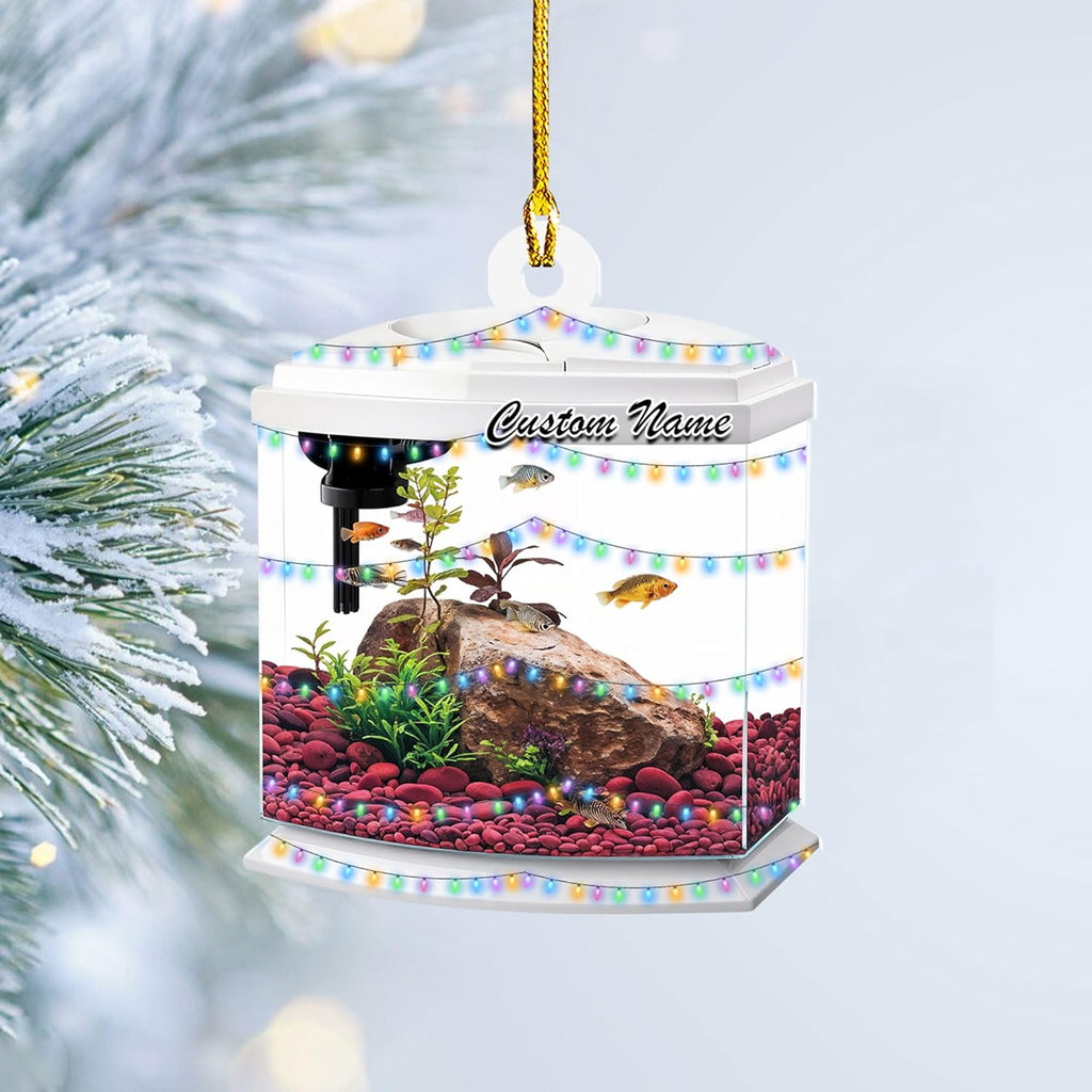 Personalized Aquarium Christmas Ornament, Fish Christmas Ornament, Gift for Fish Lover, Custom Aquarium Christmas Tree Keepsake, Kids First Gift Ideas, Pet Kids Ornament (AFT11)