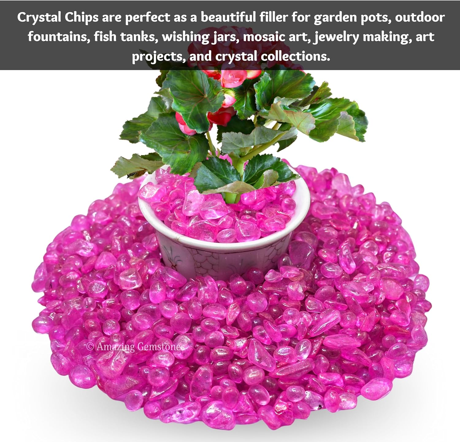 Amazing Gemstone Rose Aura Quartz Crystal Chips Aquarium Gravel Rocks - Aura Quartz Chips Bulk Fish Tank Gravel,Small Tumbled Stone Chips and Tiny Crystals for Decoration (Natural AAA Grade Gemstone)