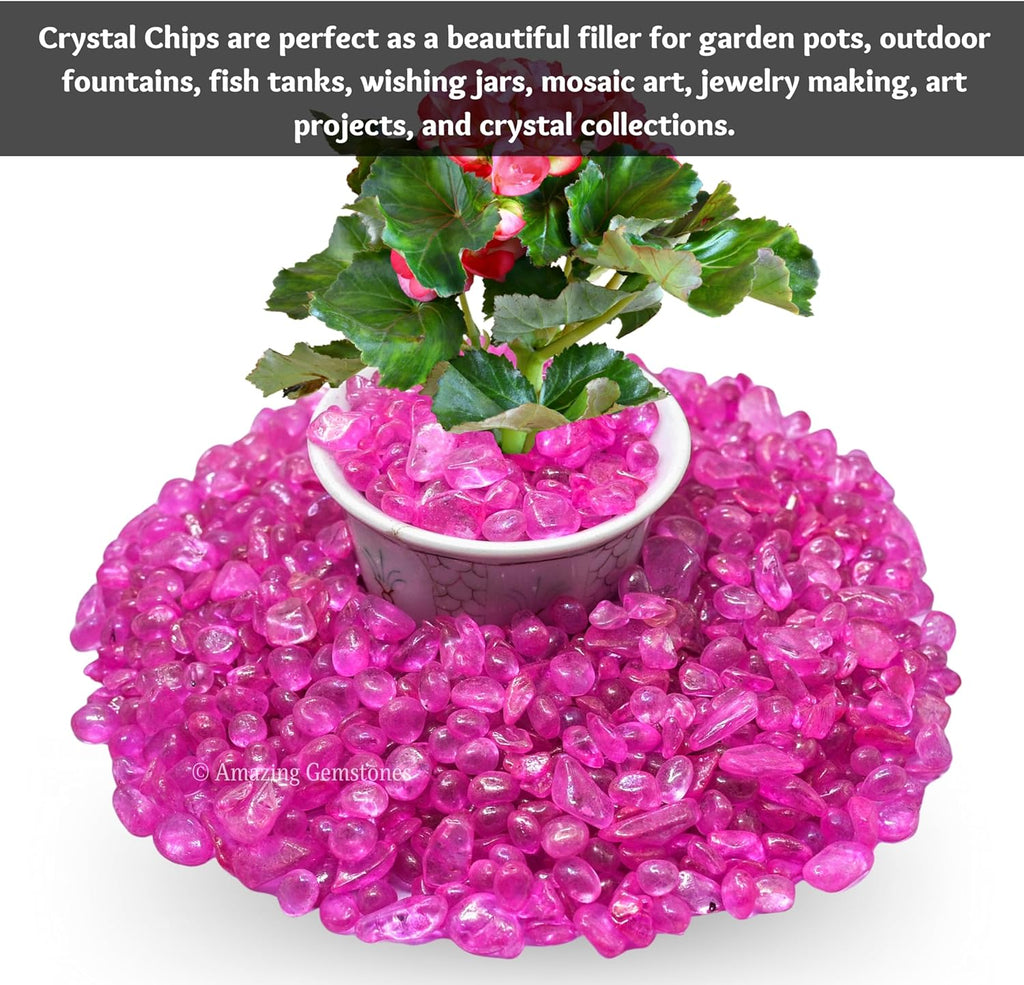 Amazing Gemstone Rose Aura Quartz Crystal Chips Aquarium Gravel Rocks - Aura Quartz Chips Bulk Fish Tank Gravel, Small Tumbled Stone Chips and Tiny Crystals for Decoration