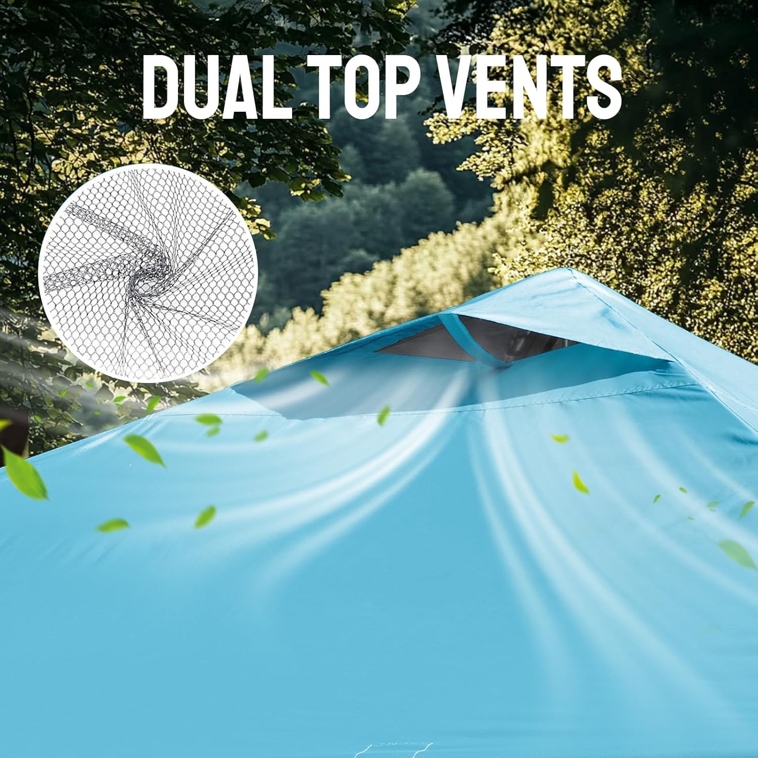 CROWN SHADES 10x10 Pop Up Canopy Tent - Patented Center Lock One Push Instant Outdoor Canopy Beach Tent with STO-N-Go Bag 8 Stakes & 4 Sand Bags，Cyan Blue
